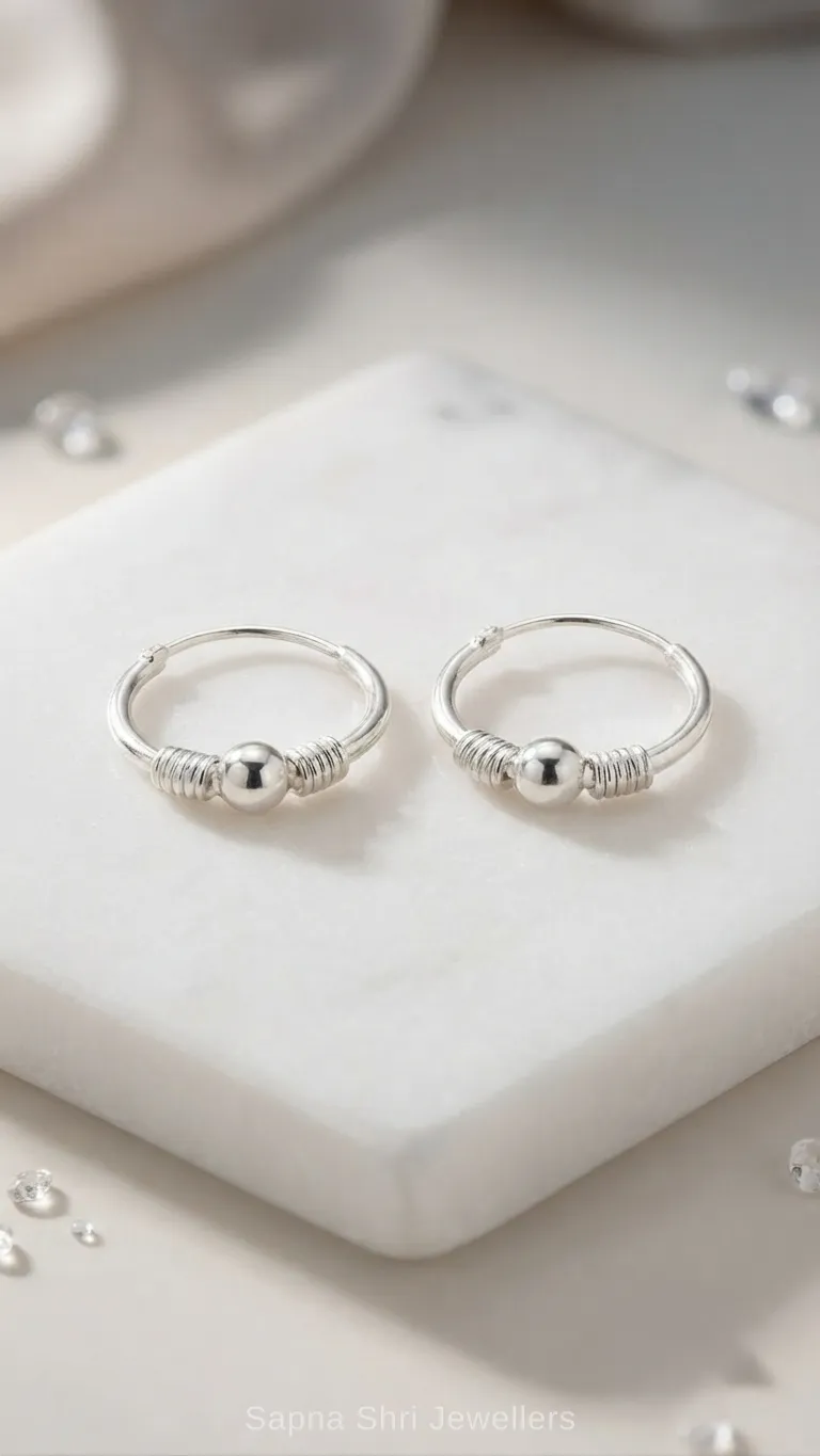 Classic Silver Bali Earrings - Image 1 of 4 Classic Silver Bali Earrings - View 1