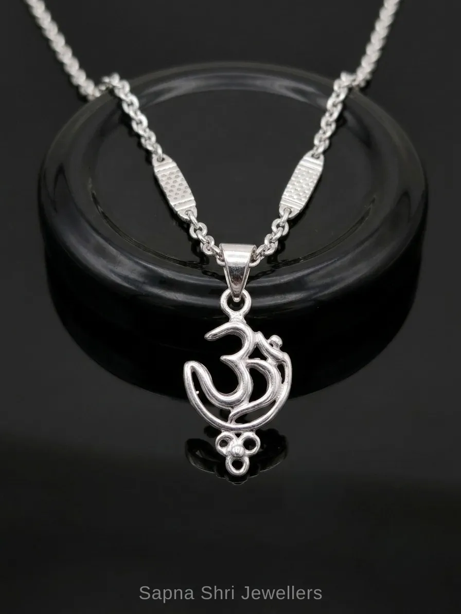 Om Religious Silver Pendant for Men & Women - Image 1 of 4 Om Religious Silver Pendant for Men & Women - View 1