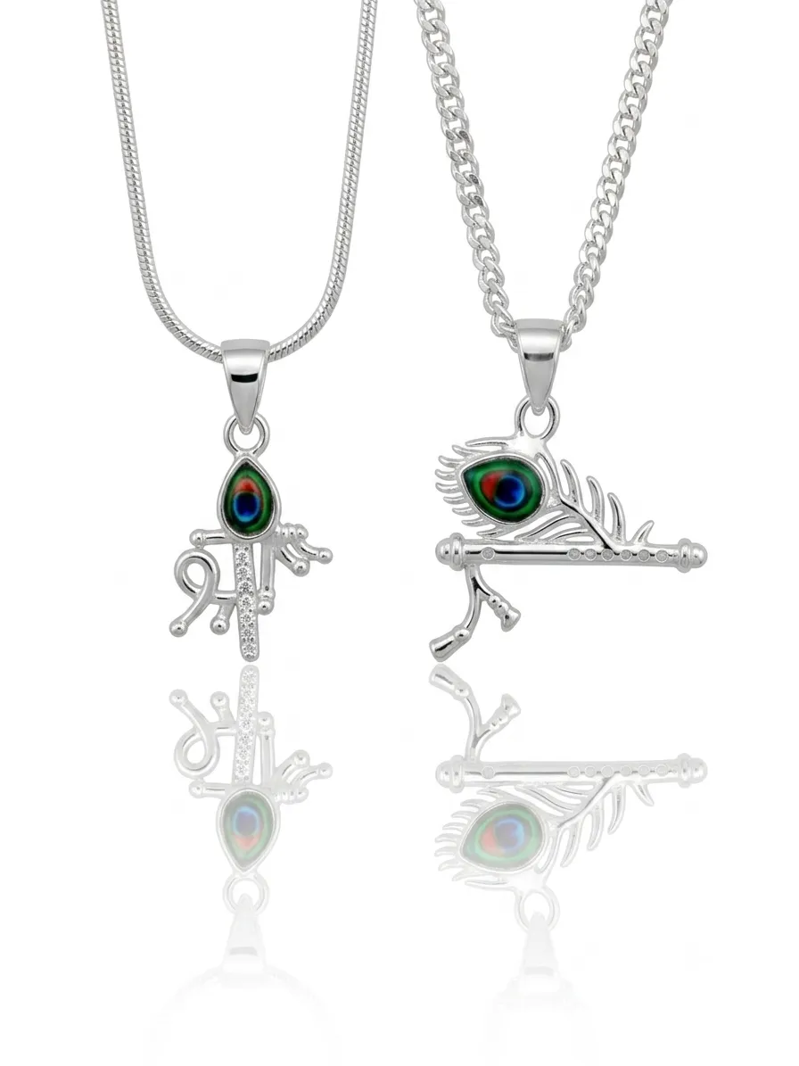 925 Silver Krishna Flute Bansuri Pendant for Couple Sound of Love - Image 1 of 4 925 Silver Krishna Flute Bansuri Pendant for Couple Sound of Love - View 1