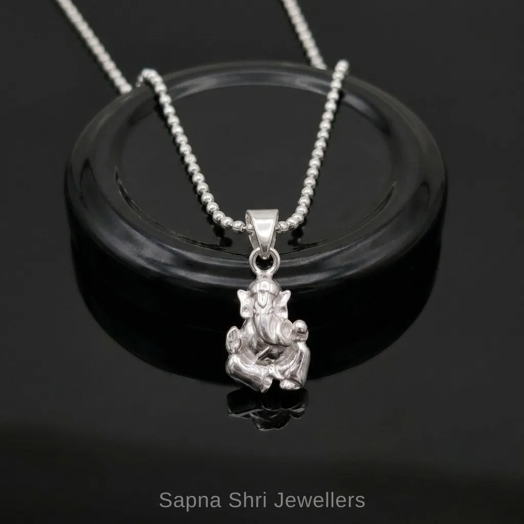 Ganesha Ji Silver Locket - Image 1 of 4 Ganesha Ji Silver Locket - View 1
