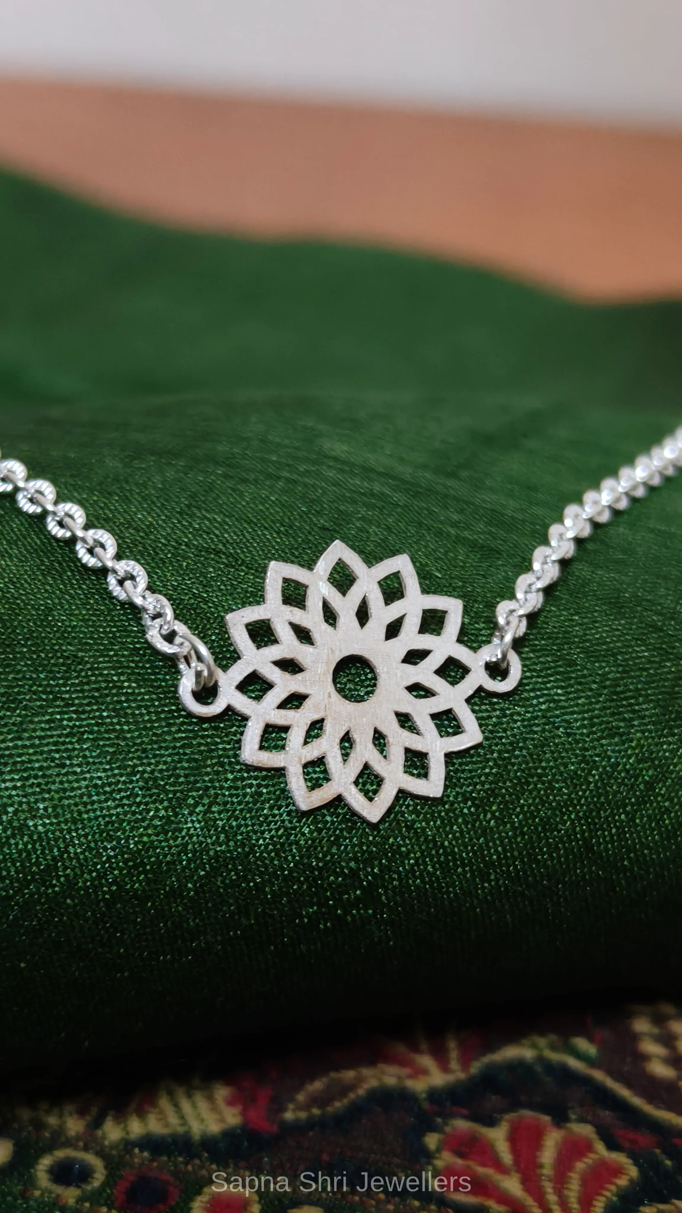 Lotus Design Silver Rakhi Bracelet - Image 1 of 4 Lotus Design Silver Rakhi Bracelet - View 1