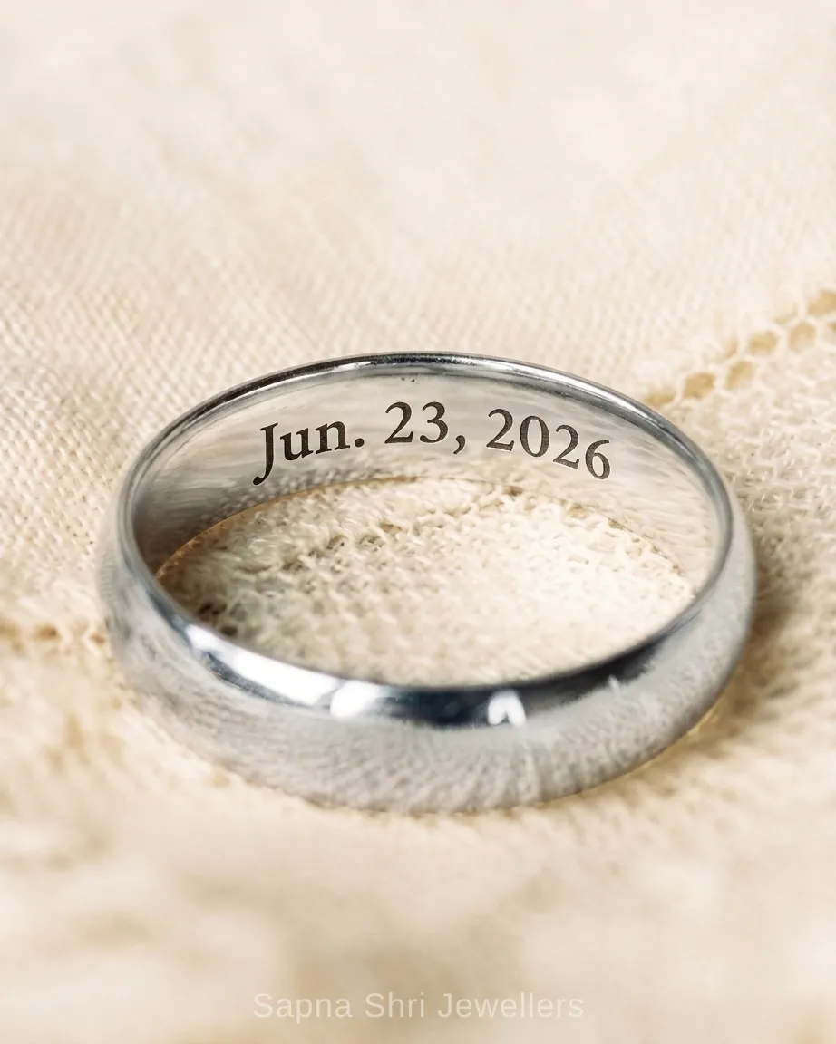 Date Engraved Silver Ring Personalised - Image 1 of 3 Date Engraved Silver Ring Personalised - View 1