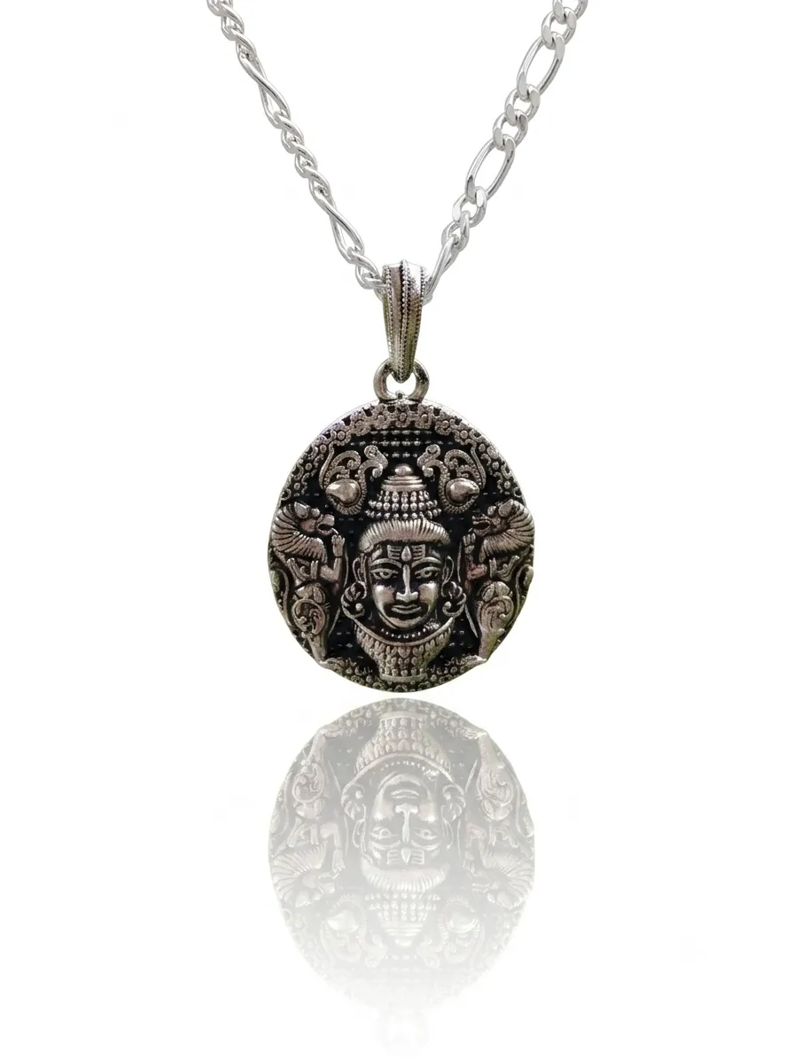Lord Shiva Face Antique Silver Pendant - Image 1 of 4 Lord Shiva Face Antique Silver Pendant - View 1