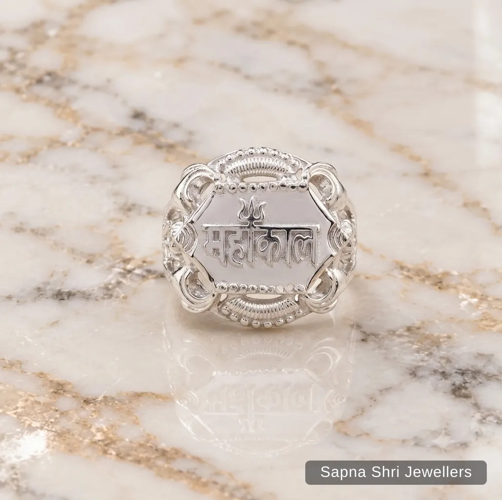 Classic Mahakal Calligraphy Silver Ring - Image 1 of 4 Classic Mahakal Calligraphy Silver Ring - View 1