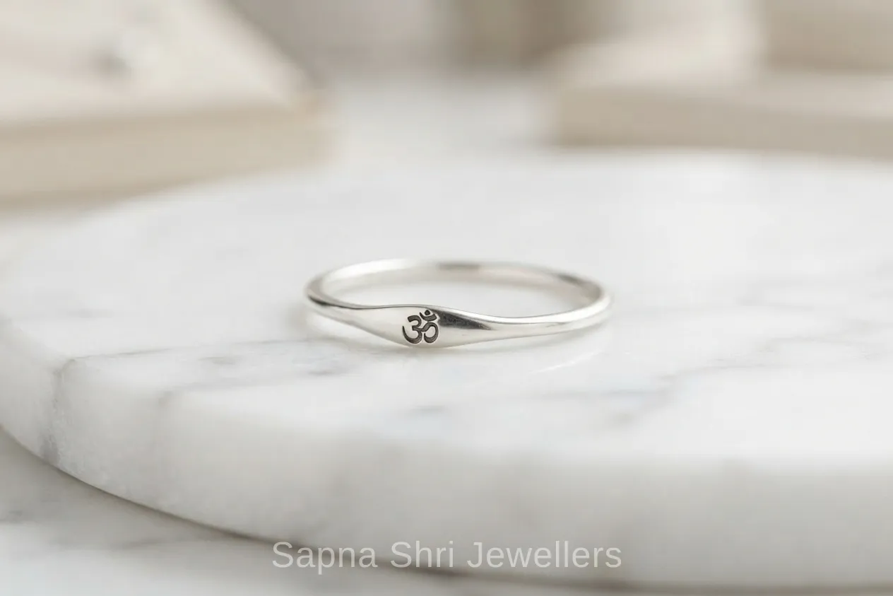 Minimalist Om Signet Ring - Image 1 of 4 Minimalist Om Signet Ring - View 1