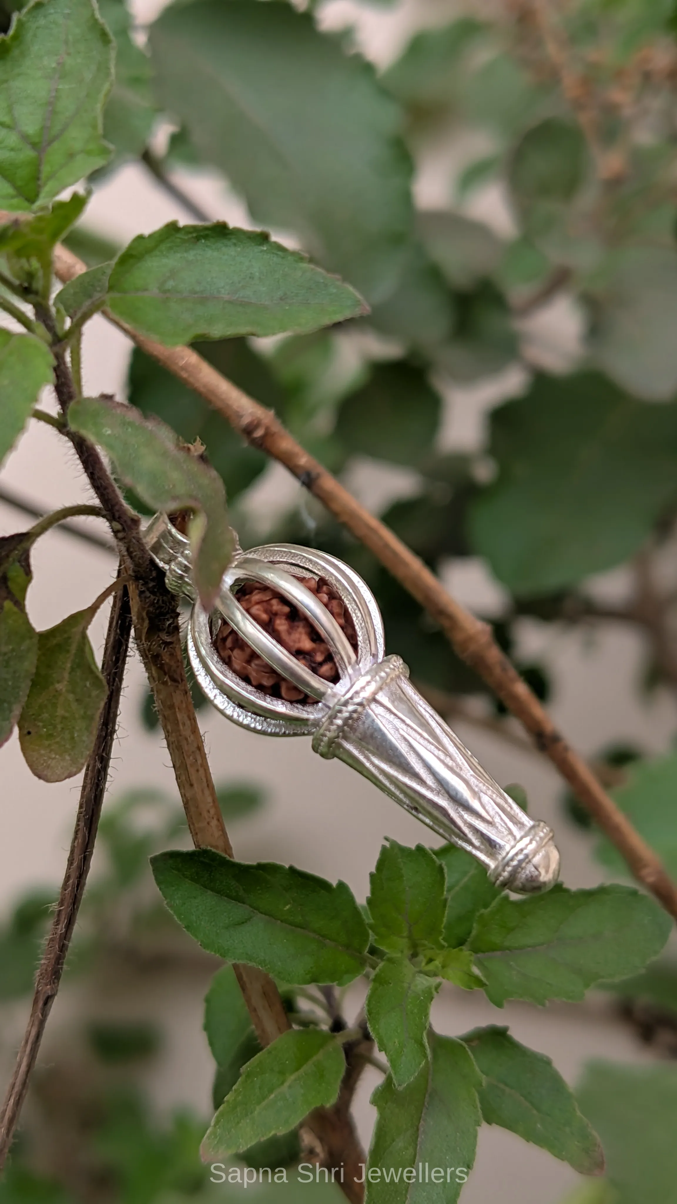 New Silver Hanuman Gada Pendant with Rudraksha | Spiritual Silver Pendant for Men - Image 1 of 4 New Silver Hanuman Gada Pendant with Rudraksha | Spiritual Silver Pendant for Men - View 1
