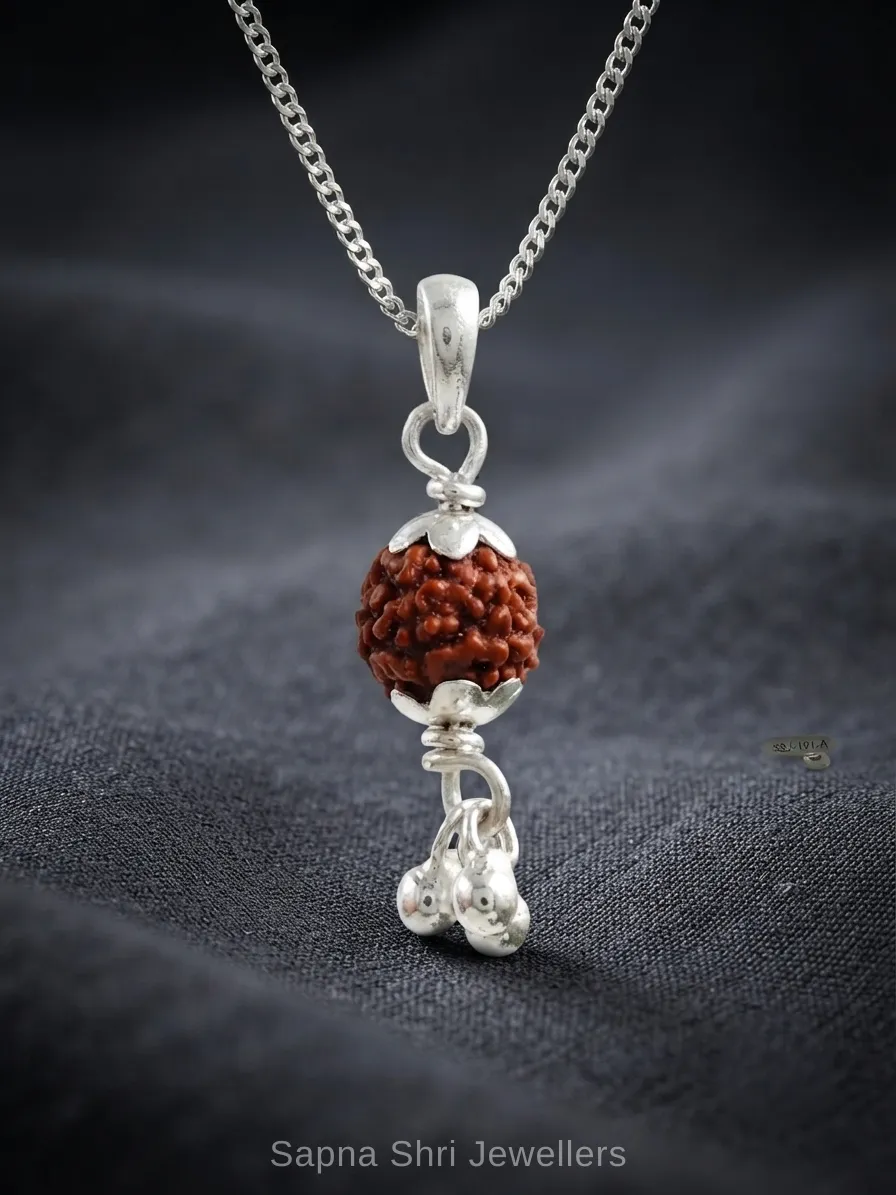 Rudraksha Silver Pendant for Mahadev Devotees - Image 1 of 4 Rudraksha Silver Pendant for Mahadev Devotees - View 1