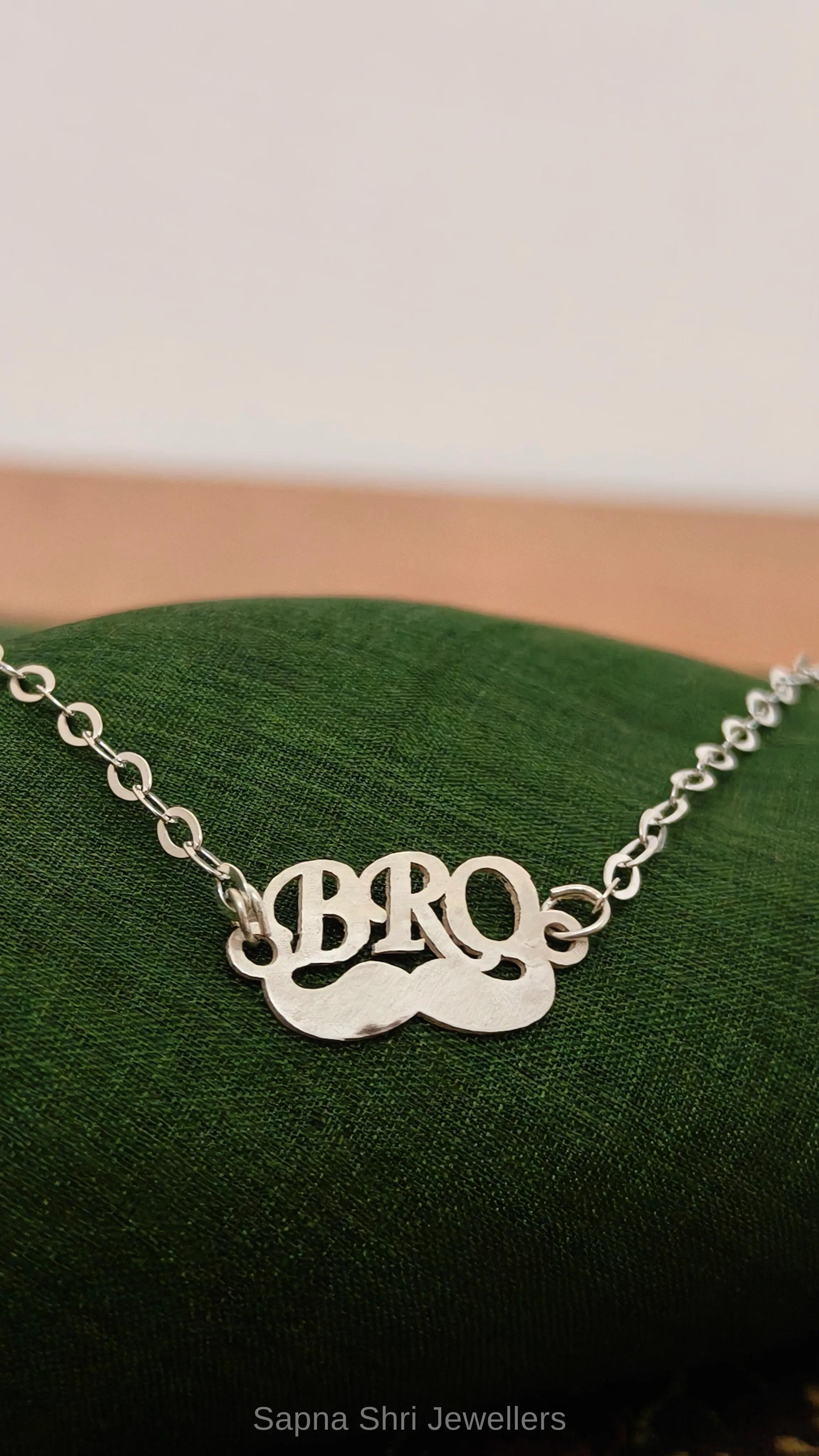 BRO Mustache Silver Rakhi for Brother - Image 1 of 3 BRO Mustache Silver Rakhi for Brother - View 1