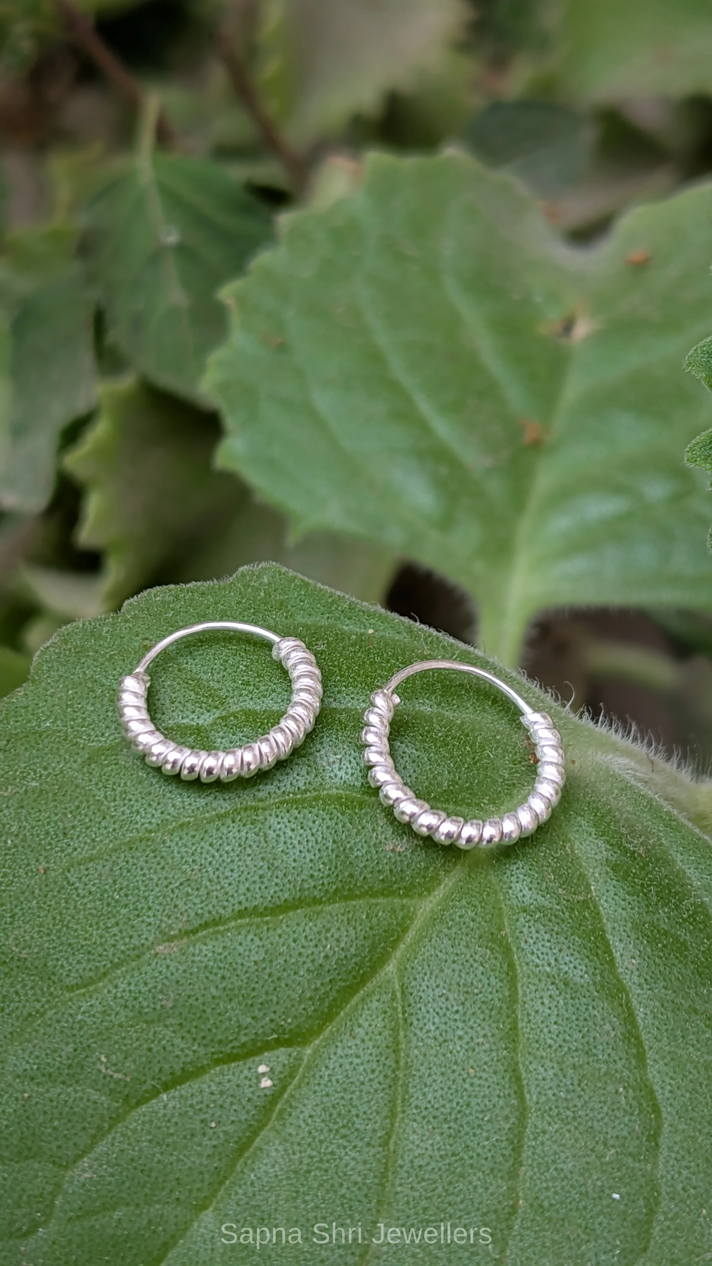 925 Silver Textured Bali Hoop Earrings - Image 1 of 4 925 Silver Textured Bali Hoop Earrings - View 1