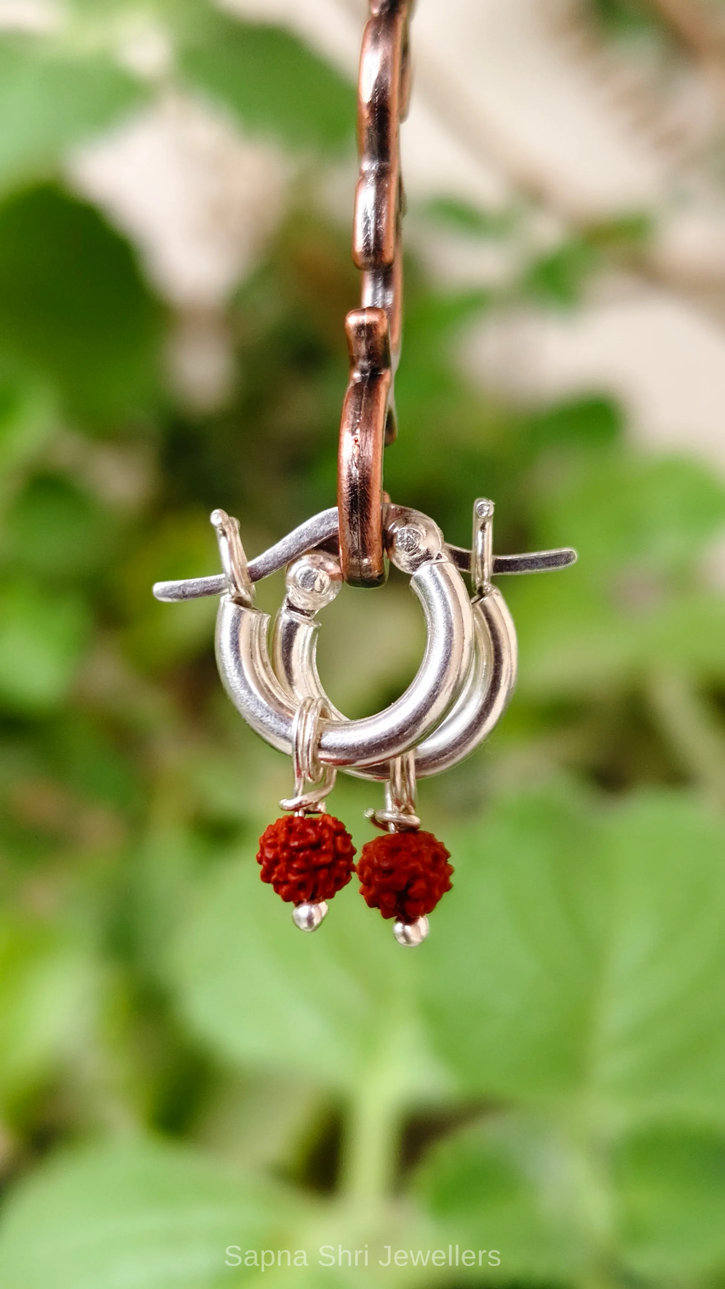 925 Sterling Silver Thick Rudraksha Bali Earrings - Image 1 of 4 925 Sterling Silver Thick Rudraksha Bali Earrings - View 1