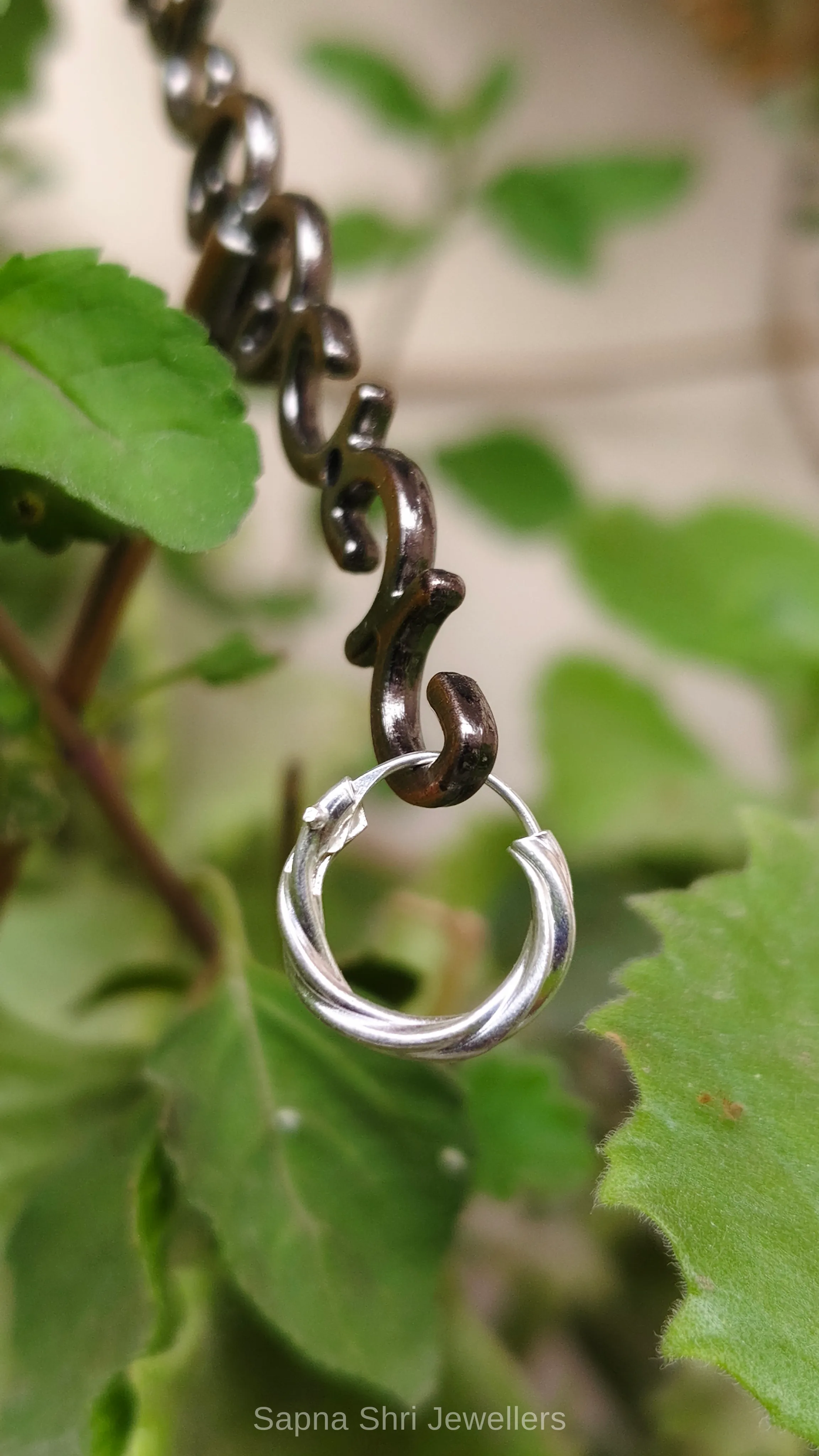 Twisted Silver Hoop Bali Earrings - Image 1 of 4 Twisted Silver Hoop Bali Earrings - View 1