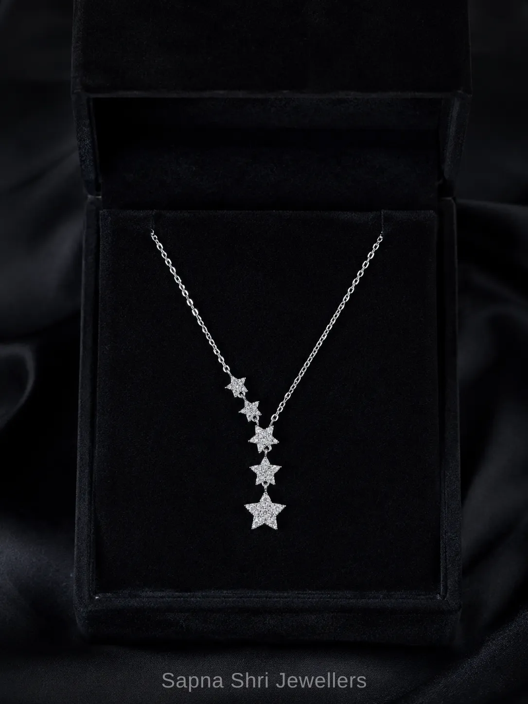 Starry Night Cascading Silver Chain Pendant for Girlfriend - Image 1 of 4 Starry Night Cascading Silver Chain Pendant for Girlfriend - View 1