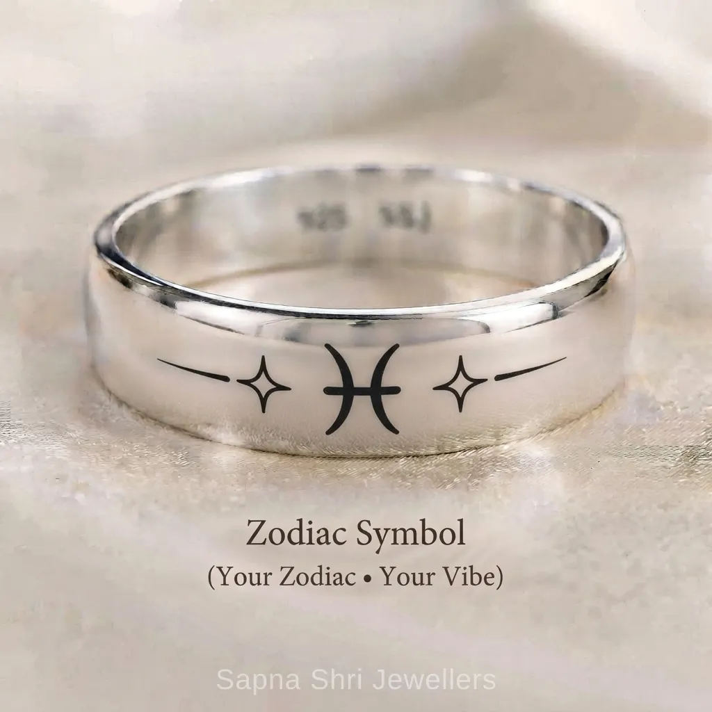 Zodiac Symbol Silver Ring for Men & Women - Image 1 of 2 Zodiac Symbol Silver Ring for Men & Women - View 1