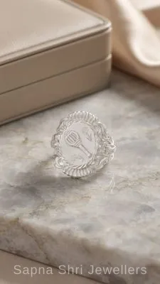 Hanuman Gada Silver Ring for Men 925 Silver Engraving - Sapna Shri Jewellers