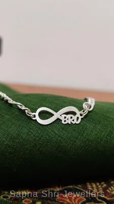 Infinity BRO Silver Rakhi Bracelet - Sapna Shri Jewellers