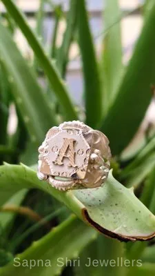 Letter A Initial 925 Sterling Silver Ring - Sapna Shri Jewellers