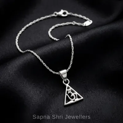 Om Symbol Silver Pendant for Men And Women - Sapna Shri Jewellers