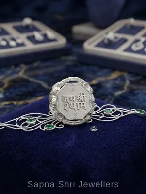 Khatu Shyam Ji Silver Ring Divine Blessings Design - Sapna Shri Jewellers