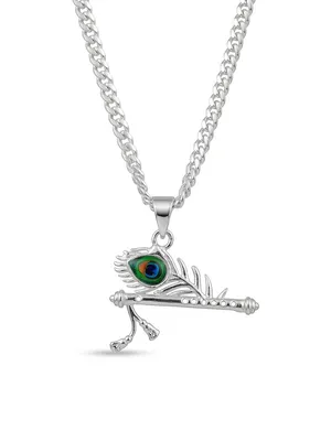 Krishna Flute Bansuri Pendant for Men and Women in Silver - Sapna Shri Jewellers