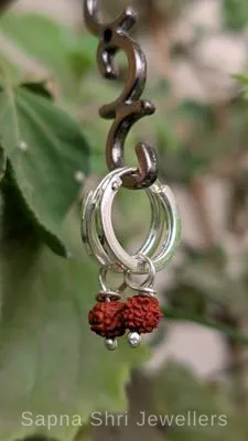Silver Plain Rudraksha Bali Earrings - Sapna Shri Jewellers