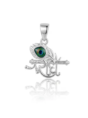 925 Silver Lord Krishna Bansuri Pendant Spiritual Unisex Gift Jewellery - Sapna Shri Jewellers