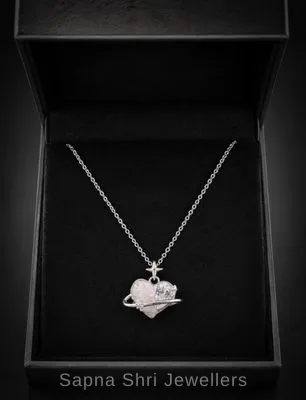 Chic Pink Crystal Planet Silver Chain Pendant for Girls - Sapna Shri Jewellers