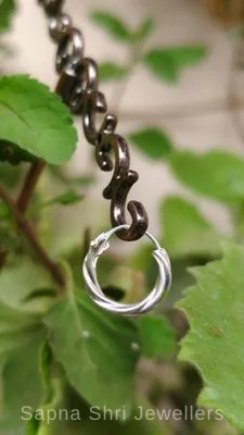 Twisted Silver Hoop Bali Earrings - Sapna Shri Jewellers
