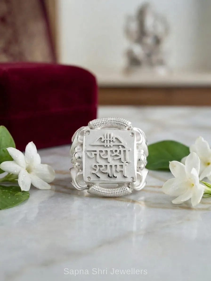925 Sterling Silver Khatushyam Ring for Men Spiritual Design thumbnail 4
