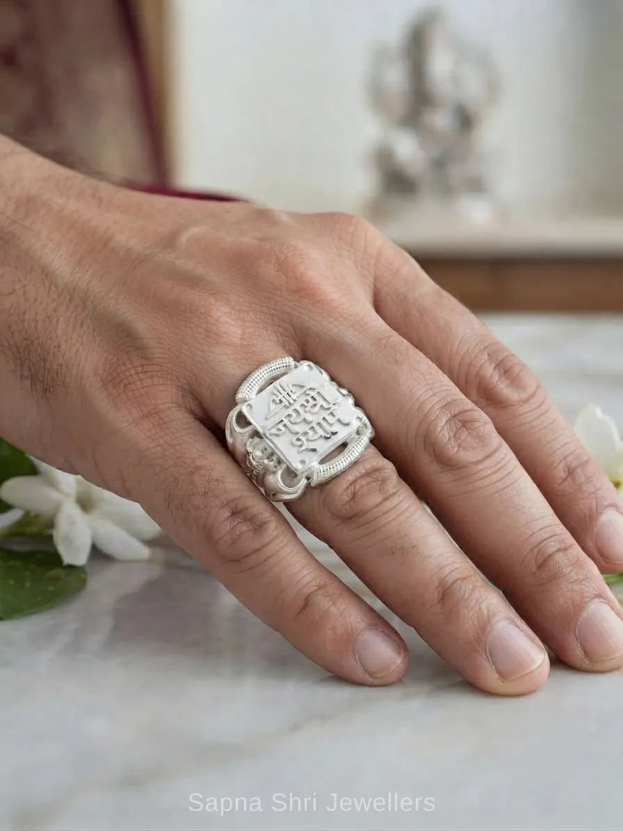 925 Sterling Silver Khatushyam Ring for Men Spiritual Design thumbnail 2