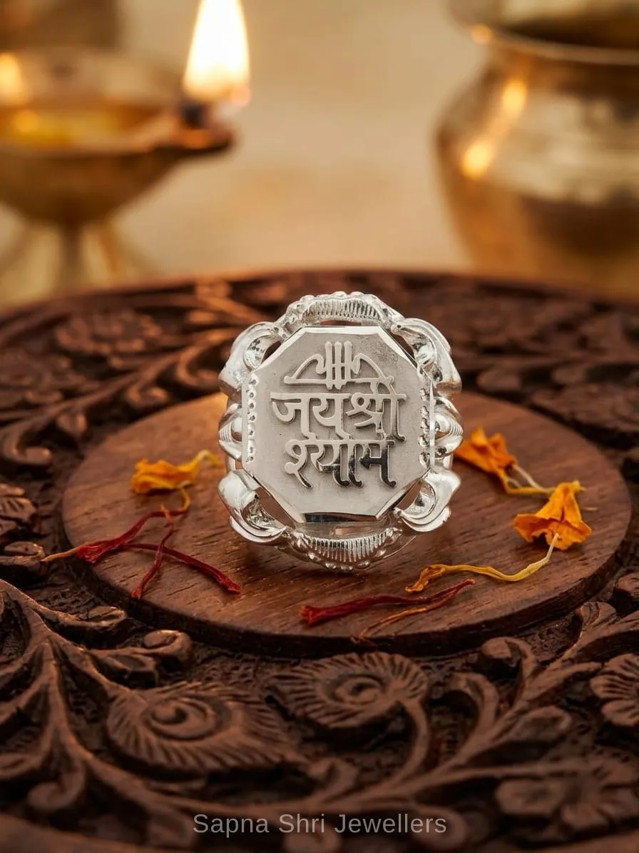 Handmade Khatushyam Silver Ring for Men thumbnail 2