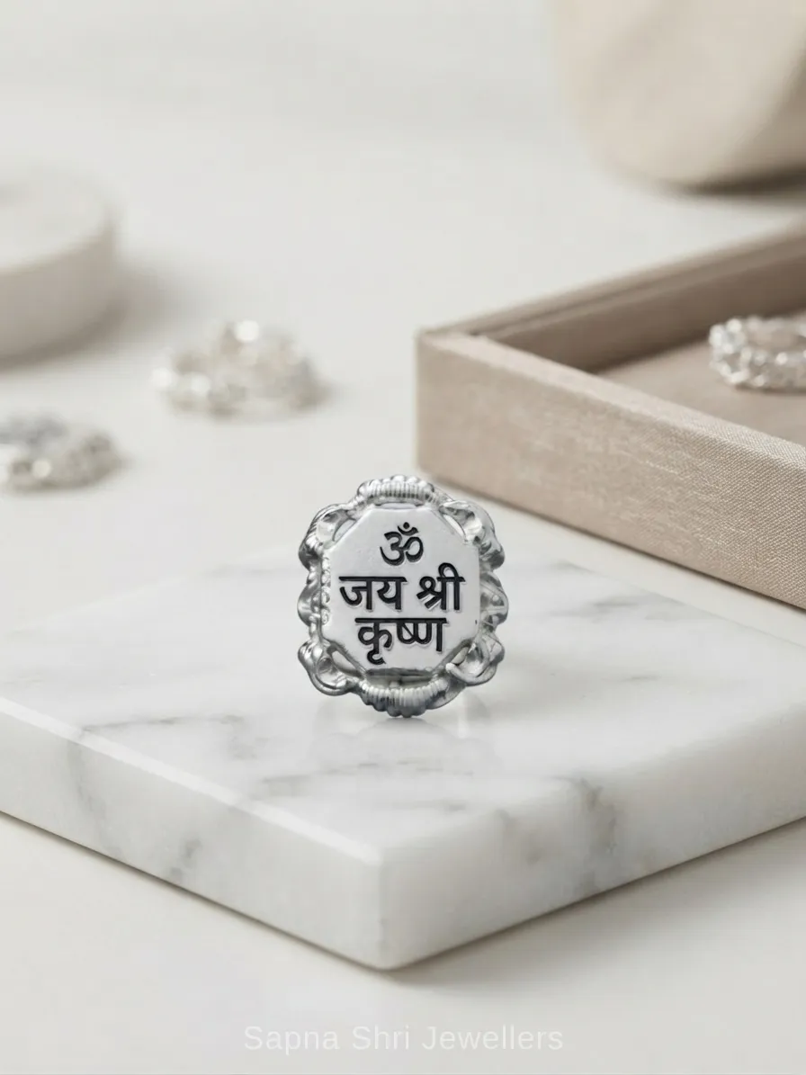 Radha Krishna Adjustable Ring for Him 925 Sterling Silver thumbnail 2