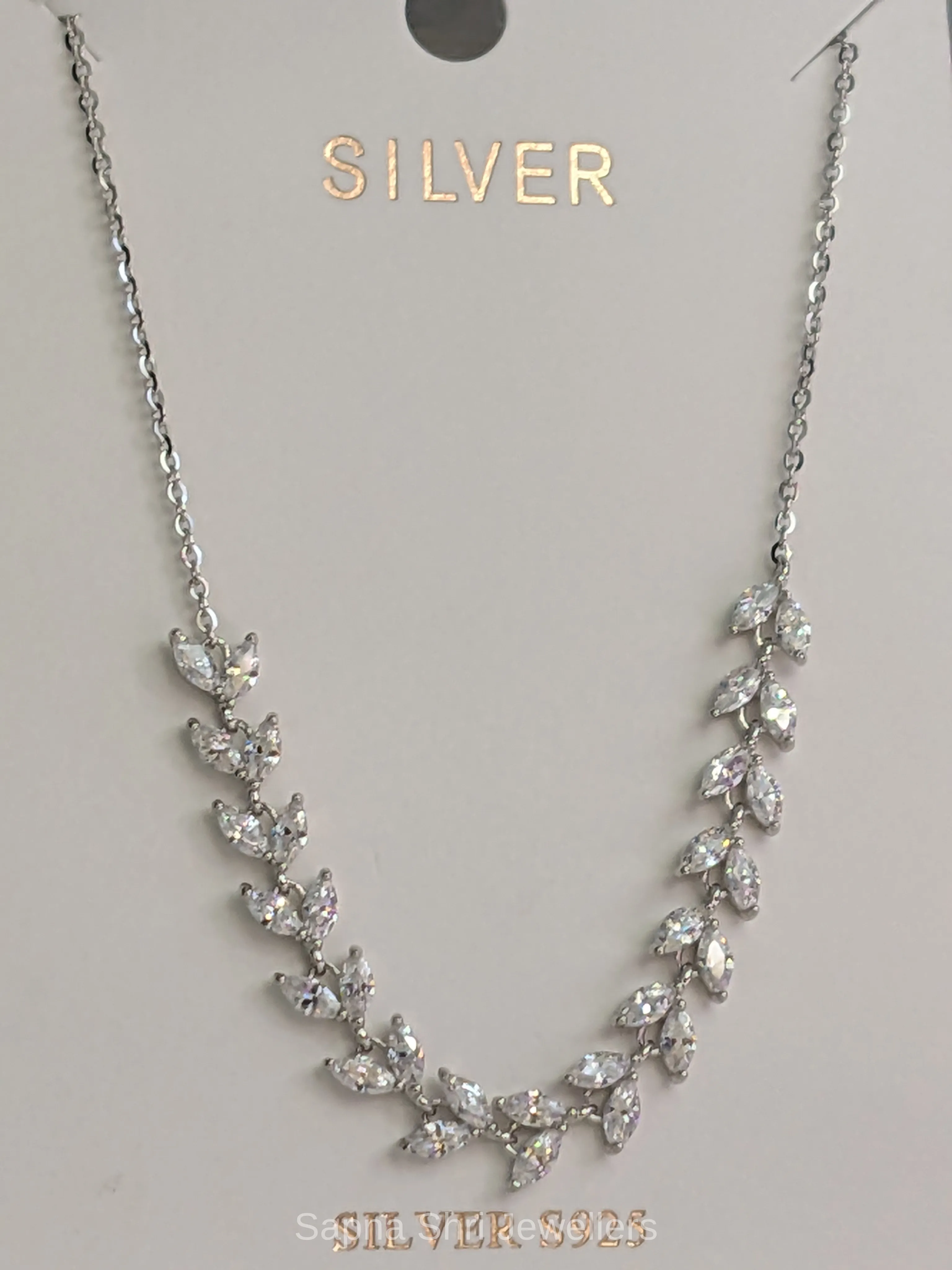 Leaf Vine Zircon Silver Necklace for Women thumbnail 4
