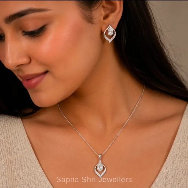 925 Sterling Silver Chain Pendant Set for Women thumbnail 3