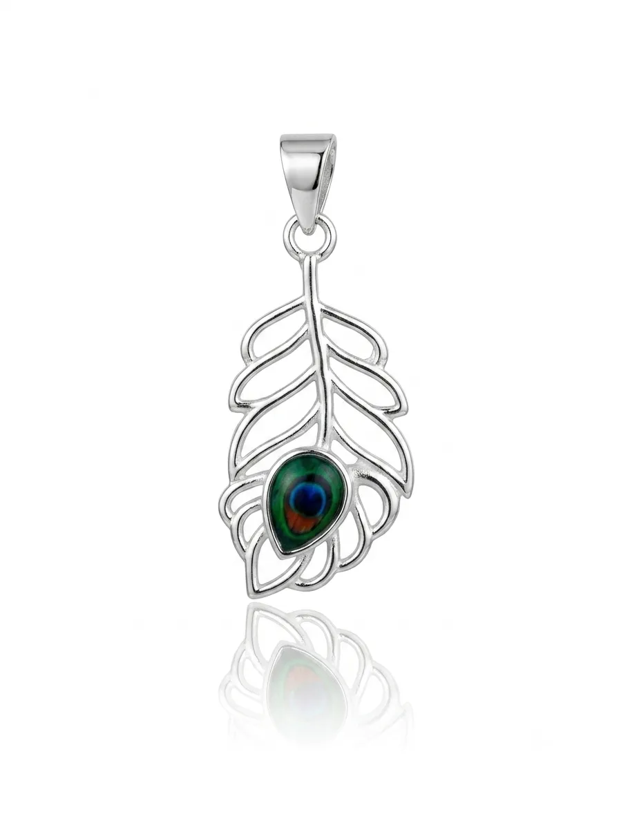 925 Silver Krishna Morpankh Pendant for Men and Women thumbnail 2