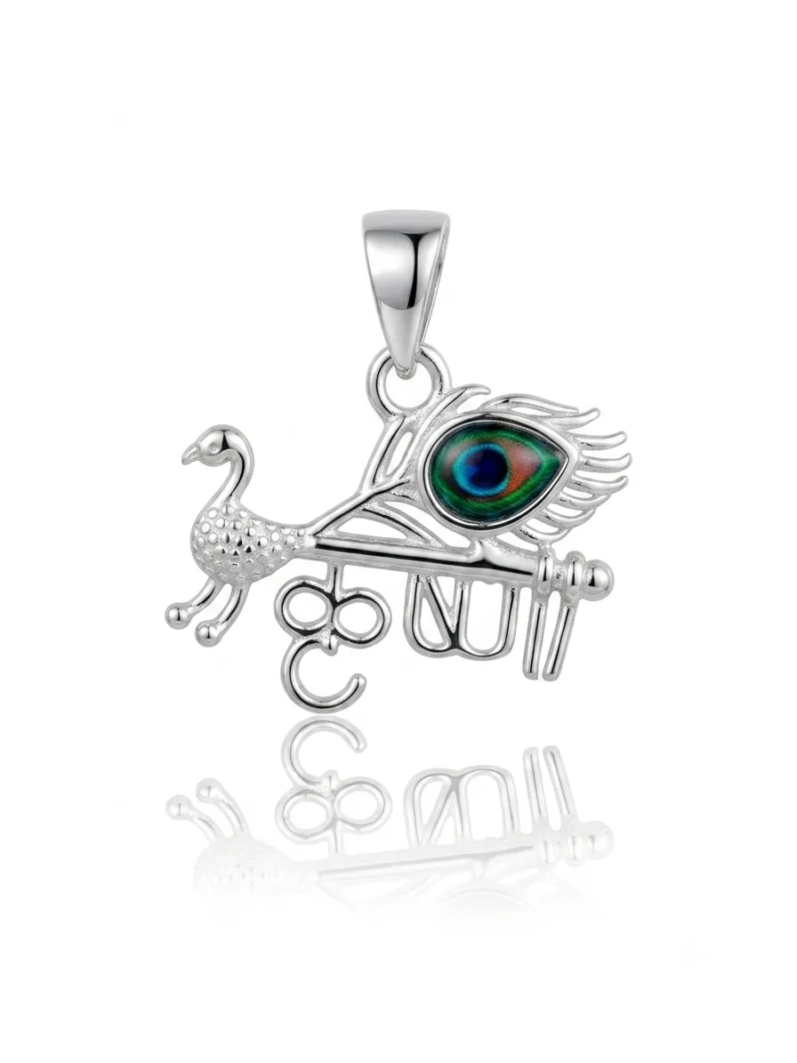 925 Sterling Silver Lord Krishna Silver Pendant Symbol of Love thumbnail 2