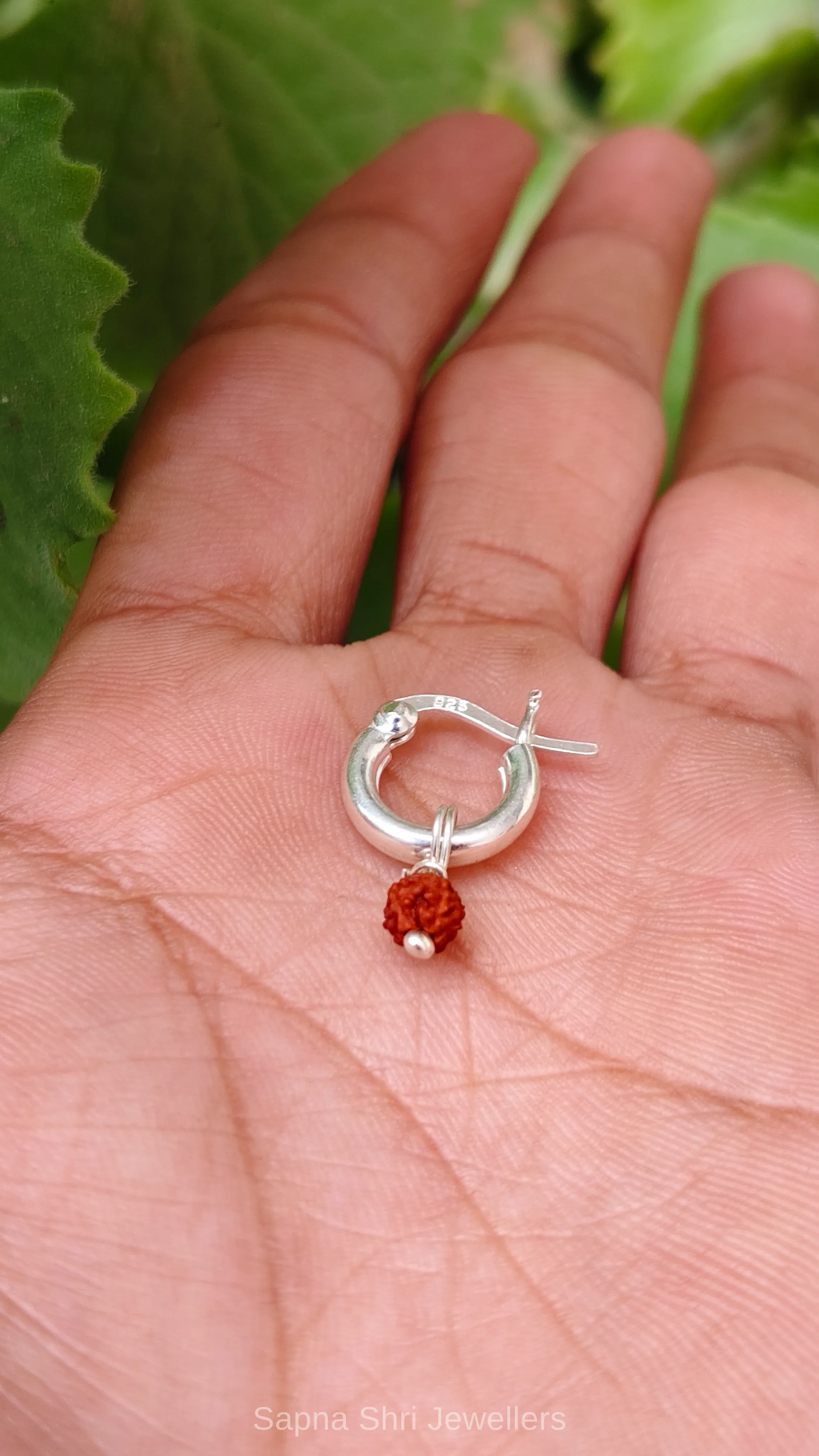 925 Sterling Silver Rudraksha Bali Earrings for Men & Women thumbnail 3