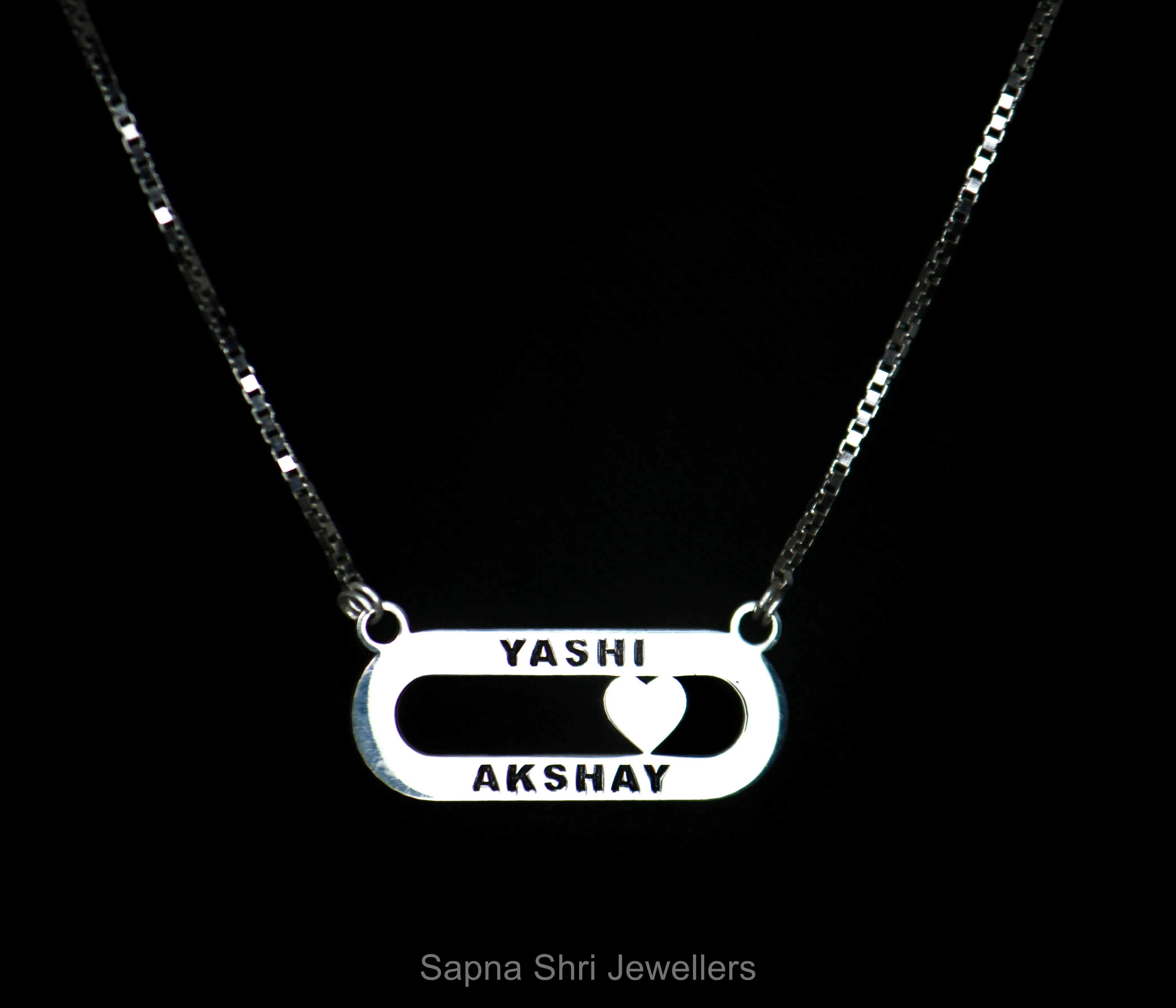 Personalized Heart in Frame Silver Name Pendant thumbnail 2