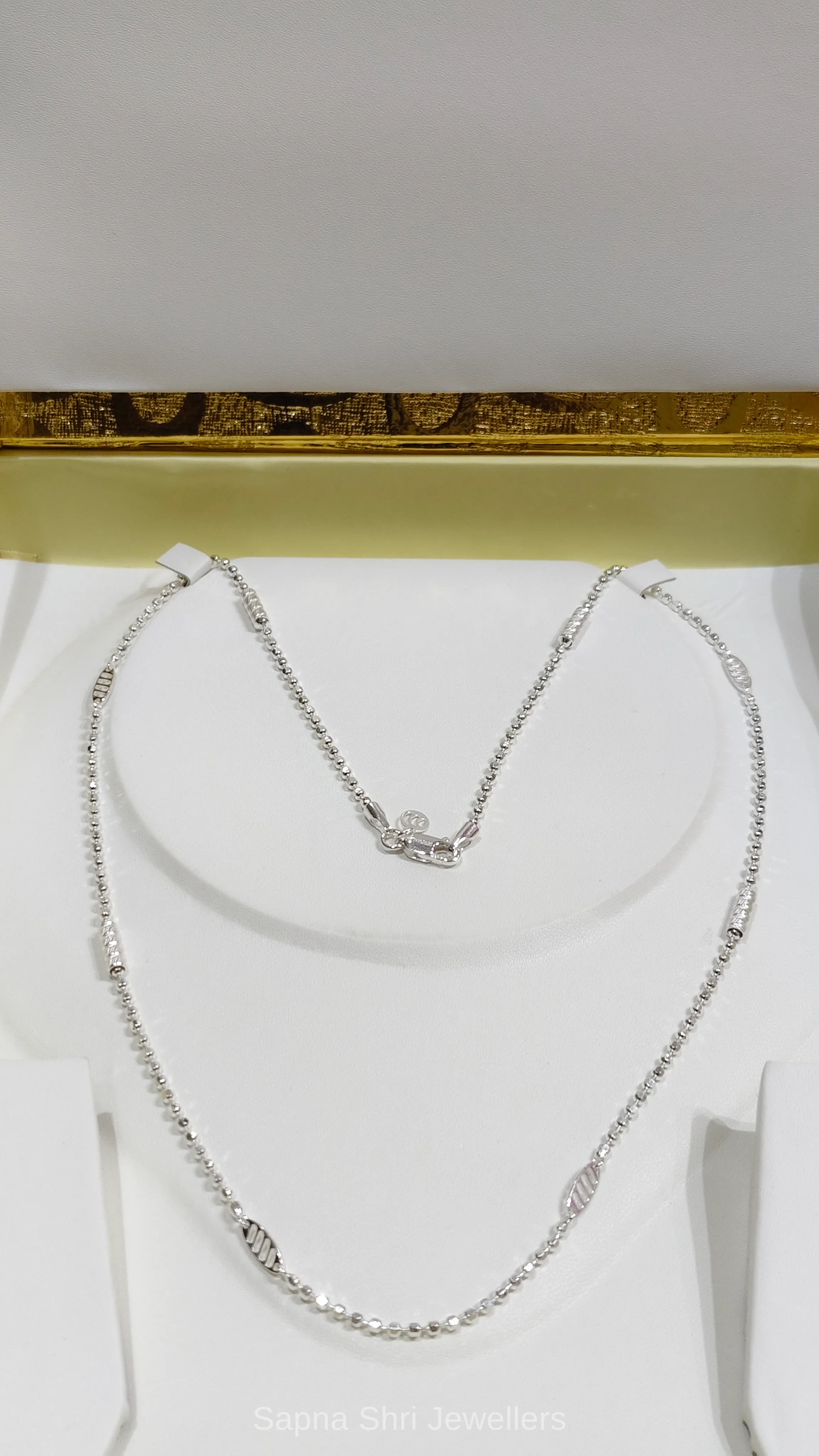Designer Ball Silver Chain for Women thumbnail 3
