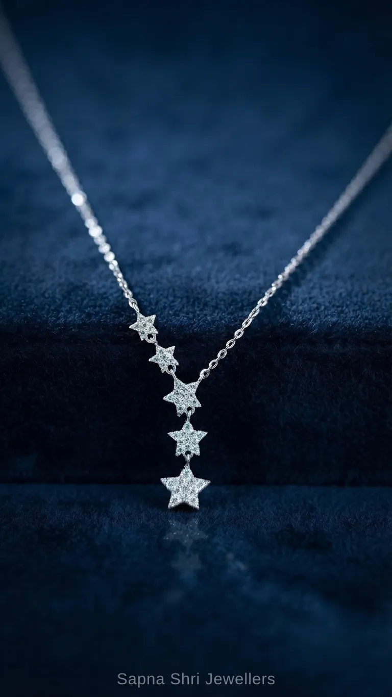 Starry Night Cascading Silver Chain Pendant for Girlfriend thumbnail 2