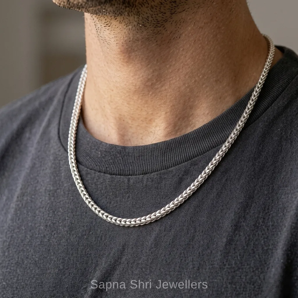 Classic Herringbone Silver Chain thumbnail 3