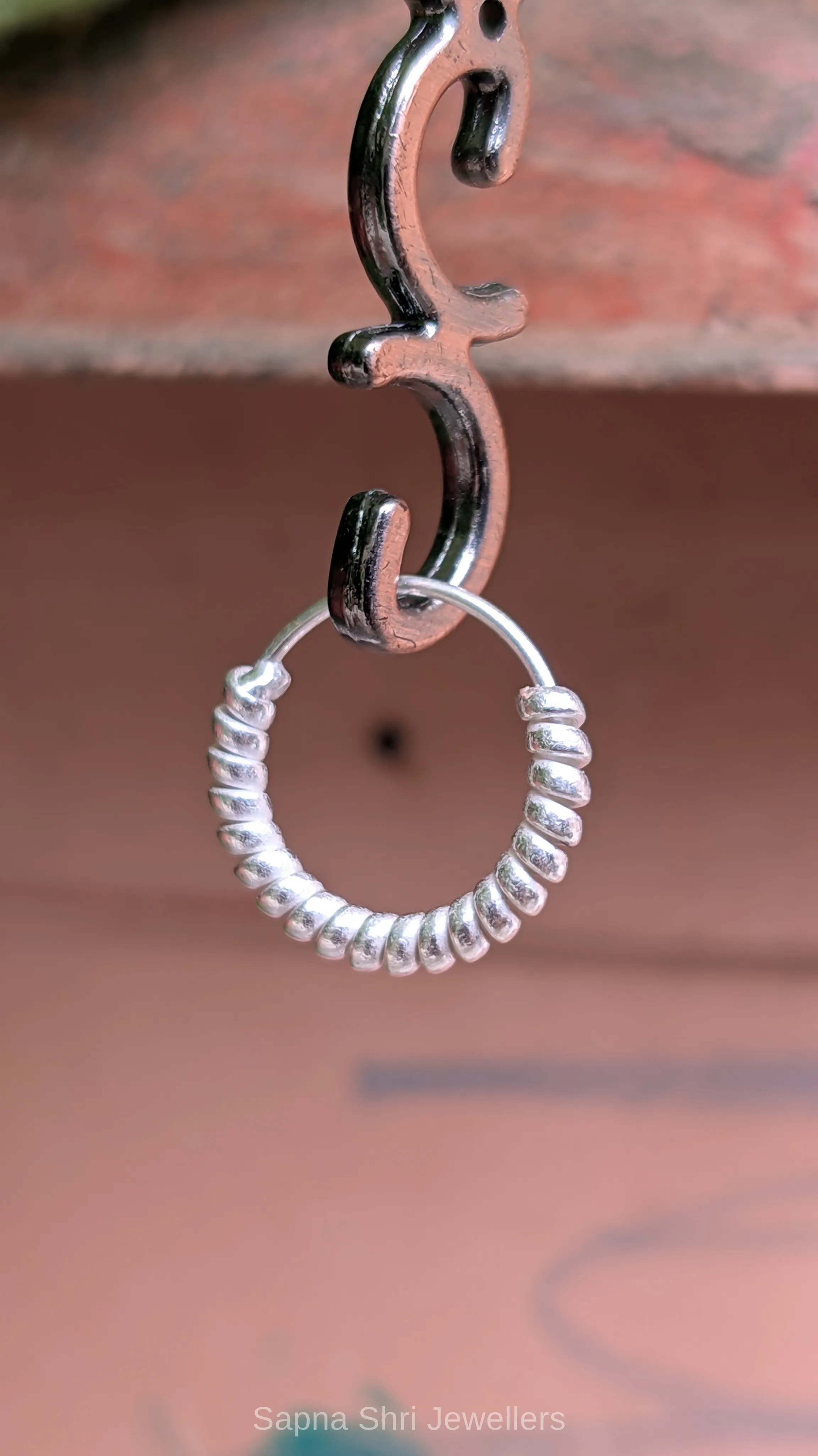 925 Silver Textured Bali Hoop Earrings thumbnail 2