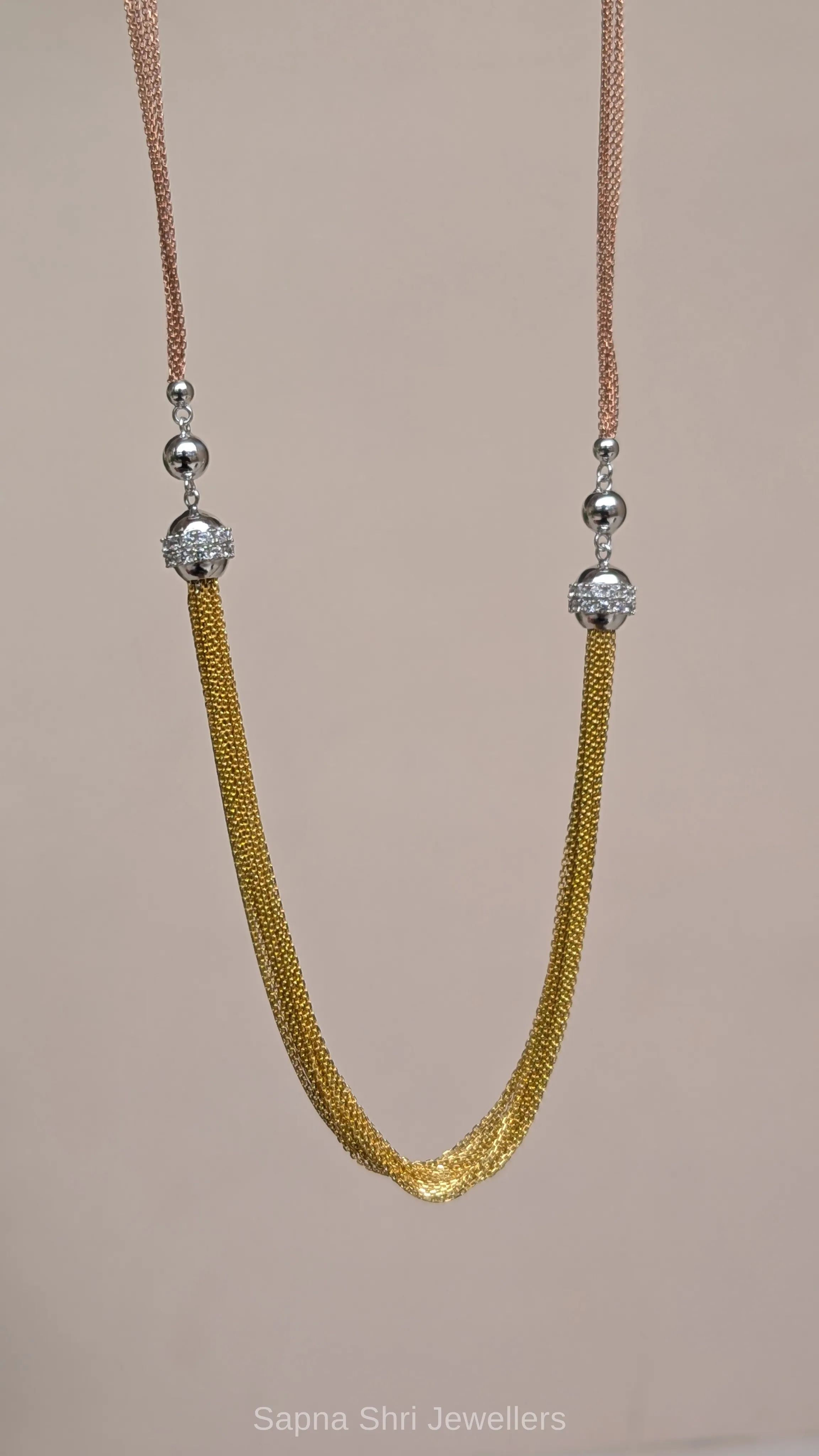 Elegant Dual Tone Silver Chain for Women thumbnail 3