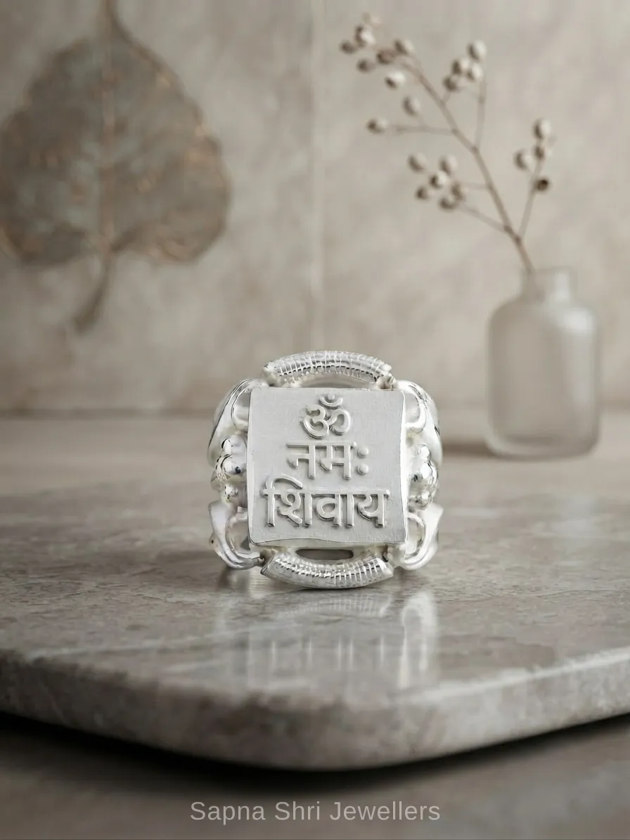Om Namah Shivaya Square Ring for Men thumbnail 3