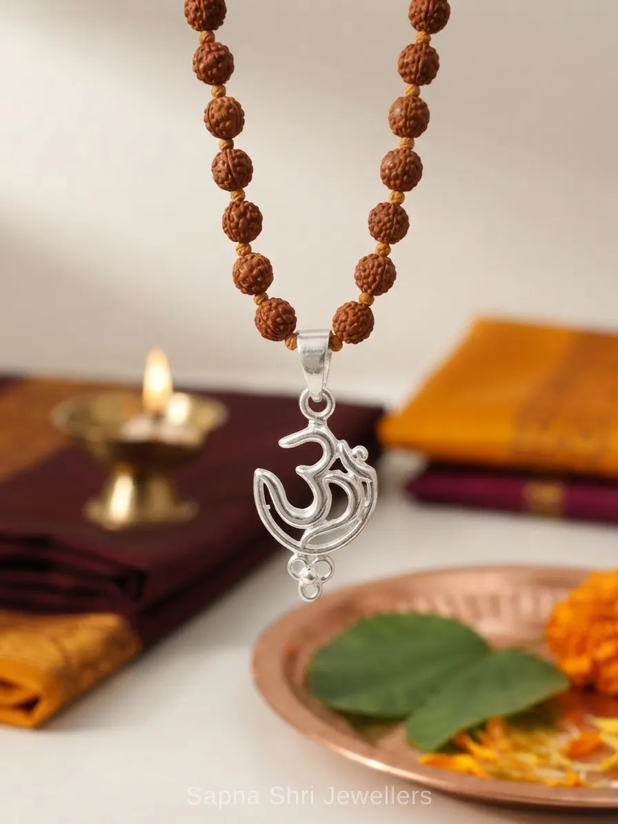 Om Religious Silver Pendant for Men & Women thumbnail 4