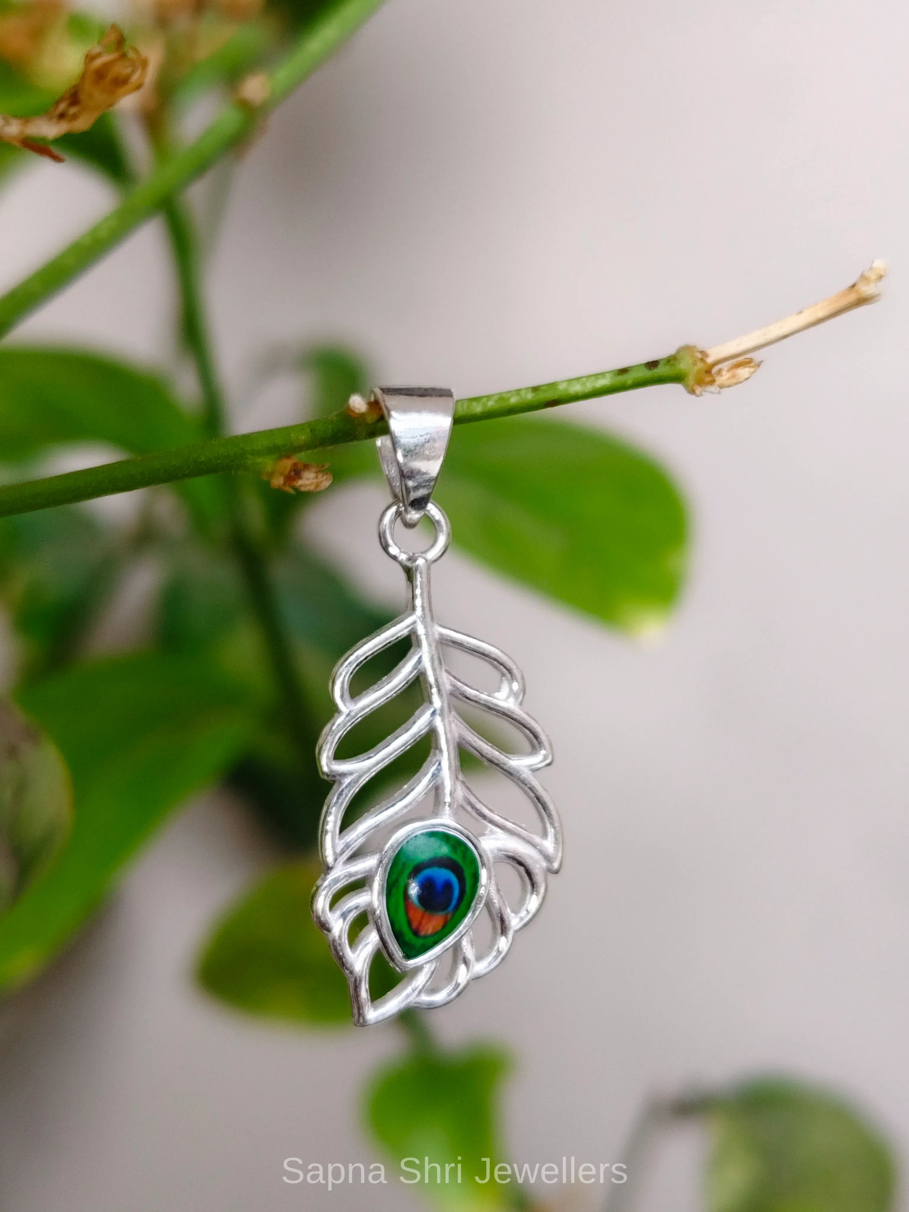 925 Silver Krishna Morpankh Pendant for Men and Women thumbnail 4