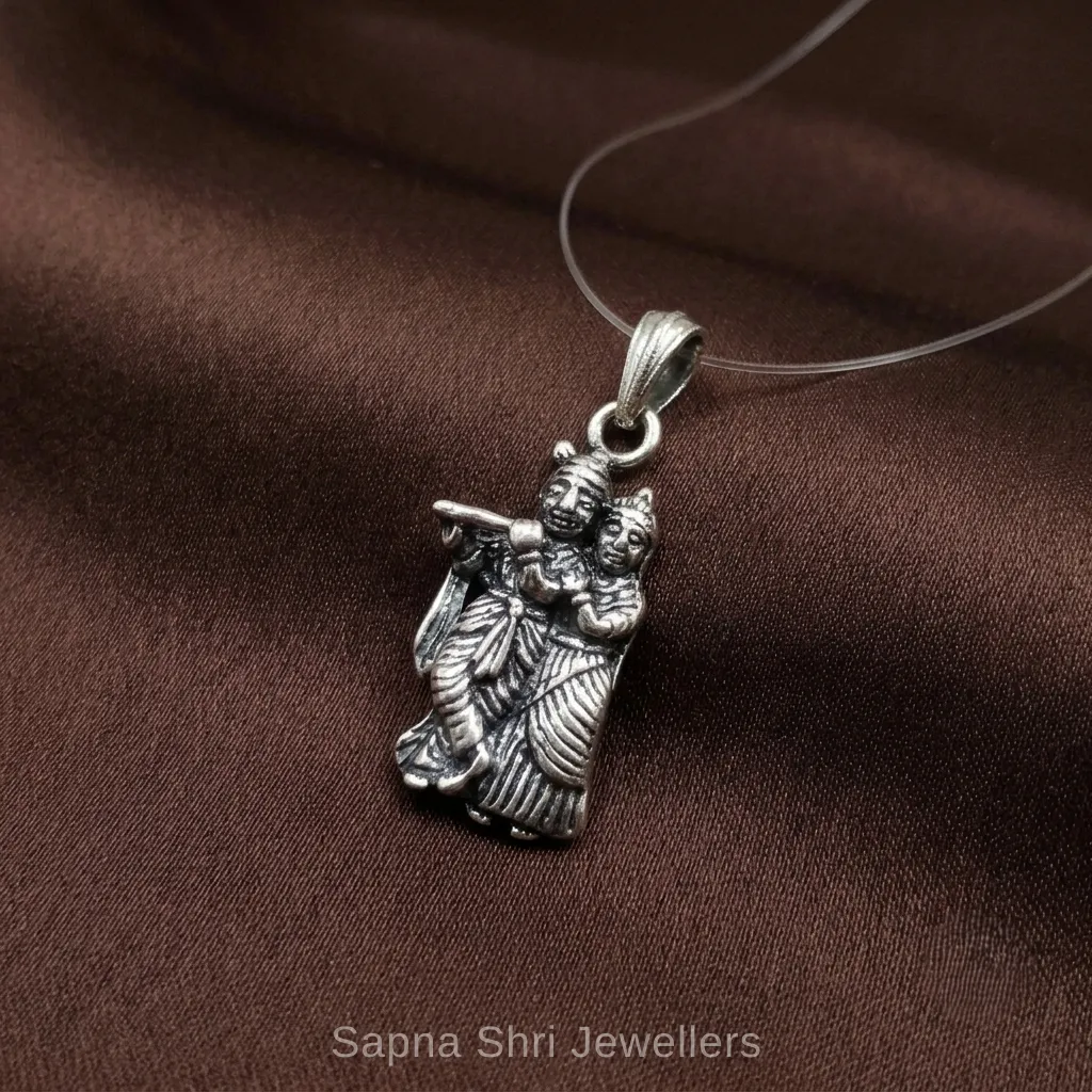 925 Real Sterling Silver Lord Krishna Pendant Religious Unisex Gift Jewellery thumbnail 2