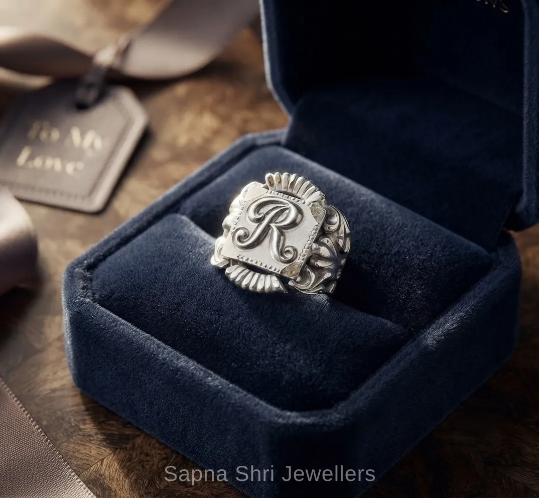 Customize Letter Silver Name Ring Personalised Initial thumbnail 2