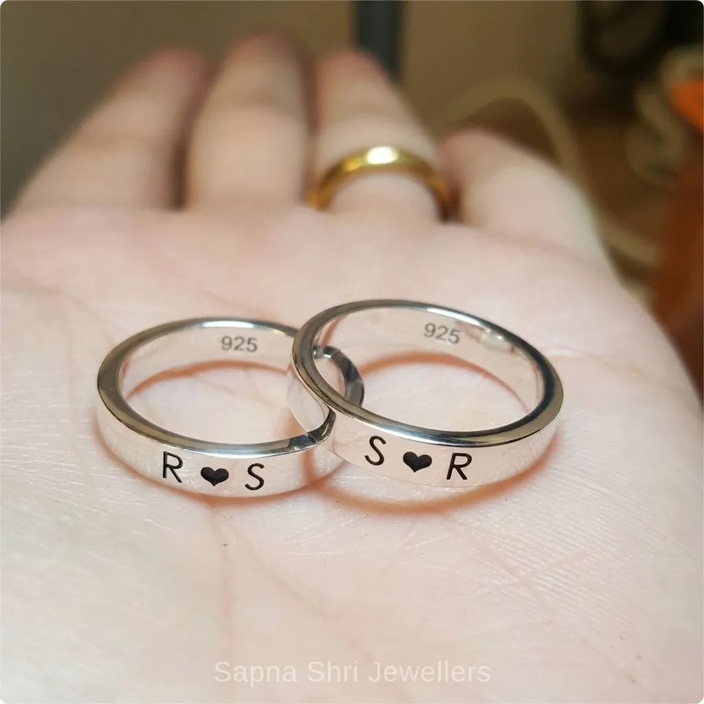 Two Names with Arrow Silver Ring Design thumbnail 2
