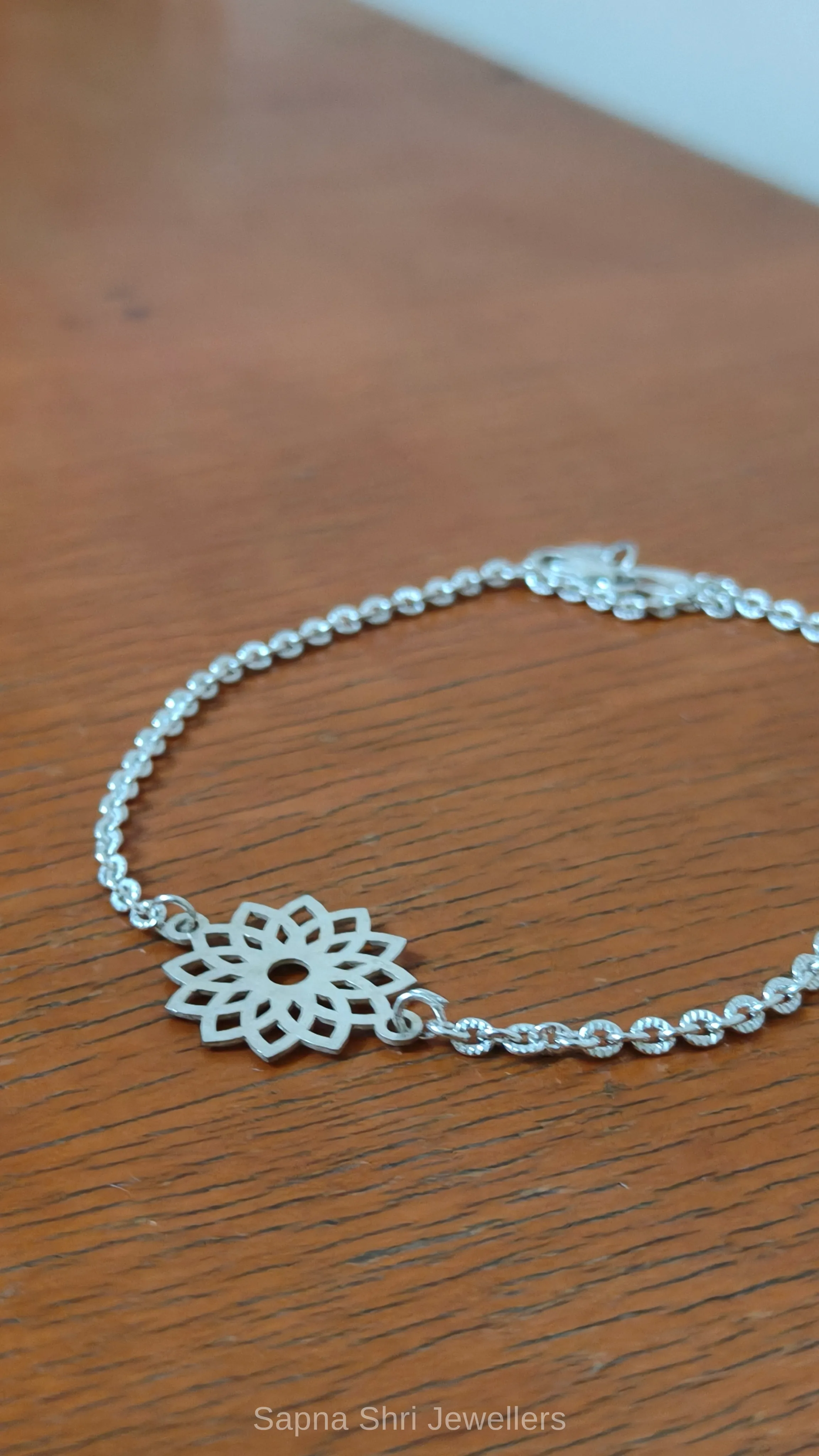 Lotus Design Silver Rakhi Bracelet thumbnail 3