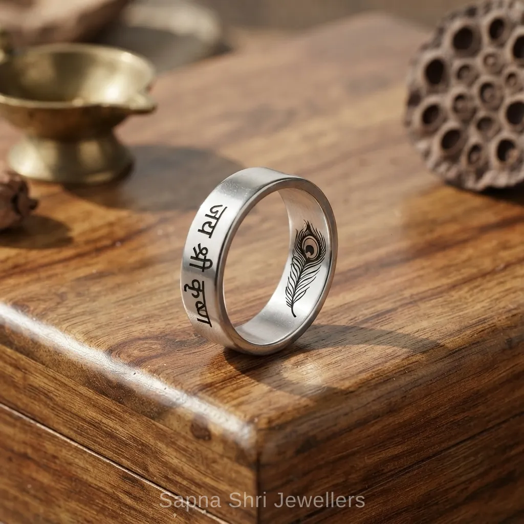 Radha Krishna Couple Silver Ring 925 Sterling Silver thumbnail 3